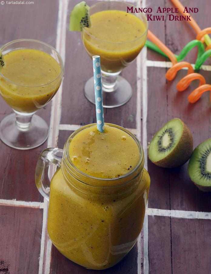 Mango Apple and Kiwi Drink | Tarla Dalal