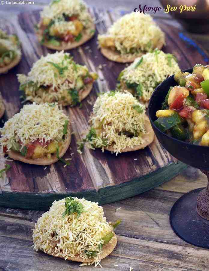 Mango Sev Puri | Tarla Dalal