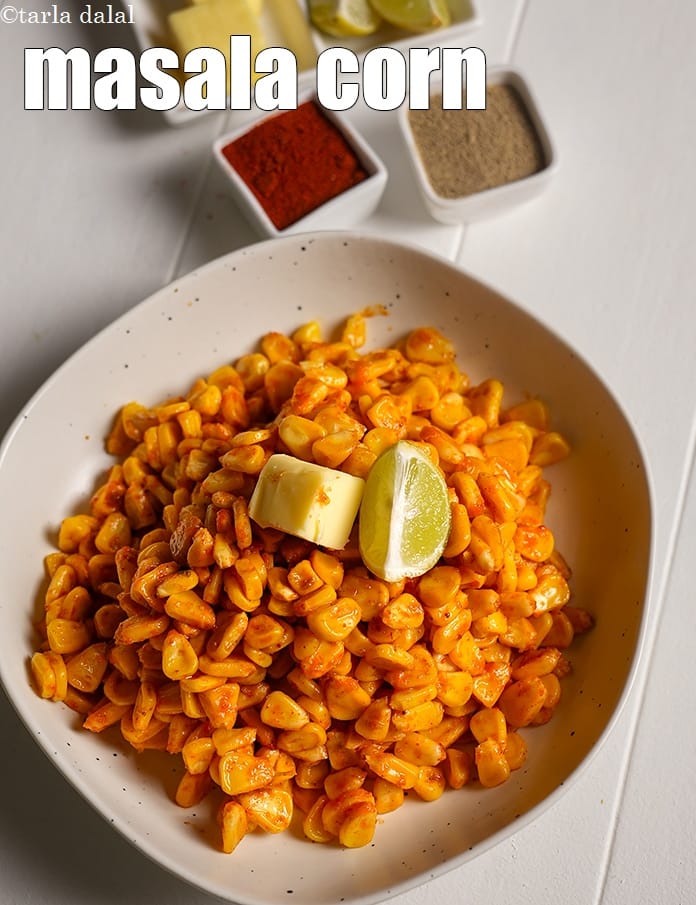 Masala Corn Recipe (Corn Chaat) | Tarla Dalal