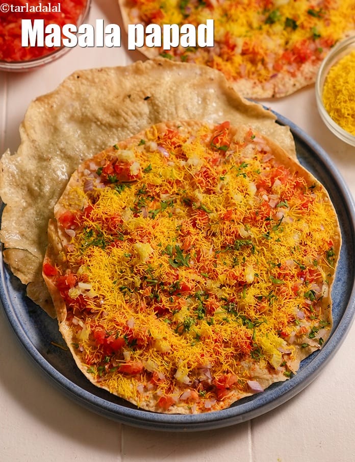 Masala papad recipe | masala papad 2 ways | roasted masala papad | 
 | Tarla Dalal