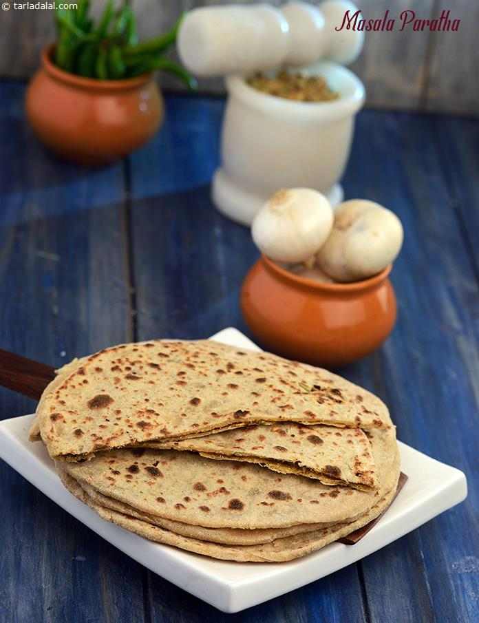 Masala Paratha, Zero Oil Recipe | Tarla Dalal