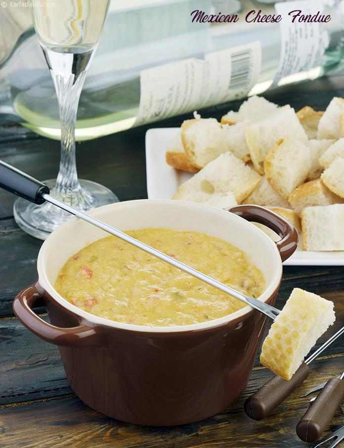 Mexican Cheese Fondue | Tarla Dalal