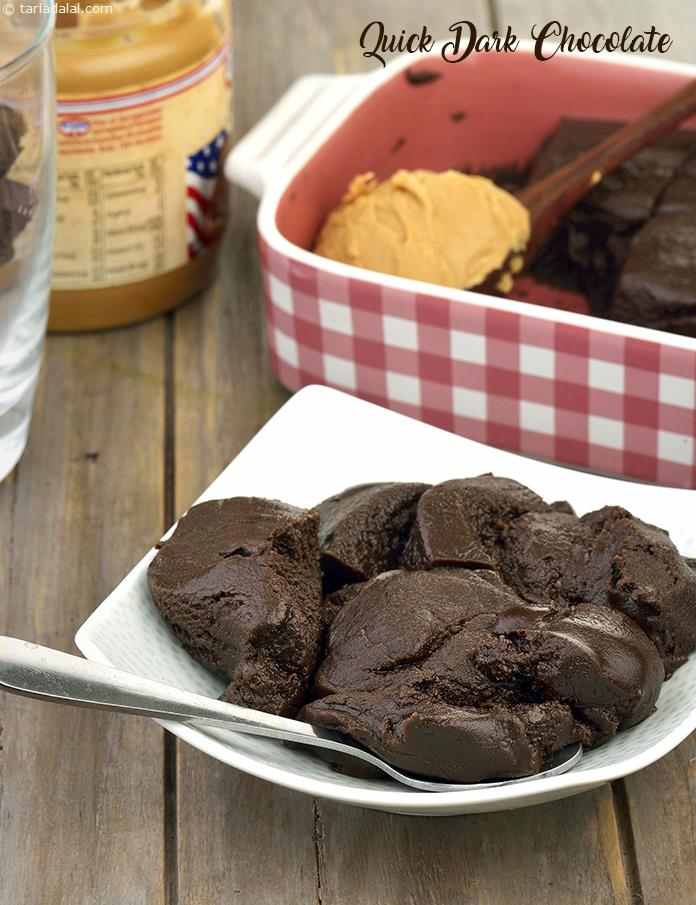 Quick Dark Chocolate and Peanut Butter Fudge | Tarla Dalal