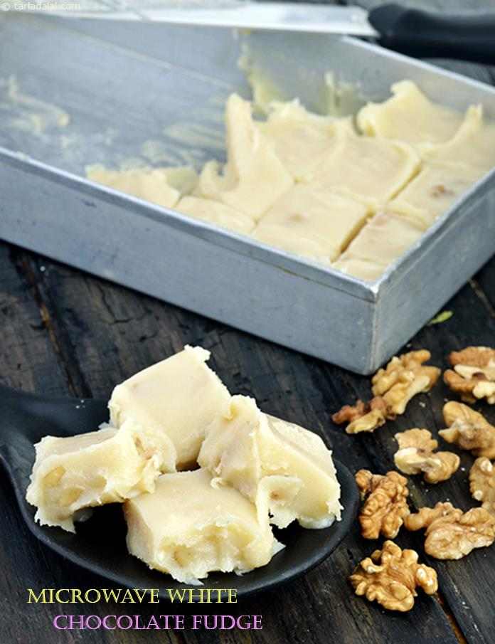 White Chocolate Fudge, Microwave White Chocolate Fudge | Tarla Dalal
