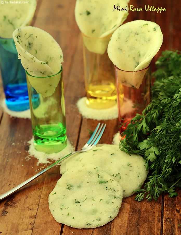 Mini Rava Uttappa ( Microwave Recipe) | Tarla Dalal