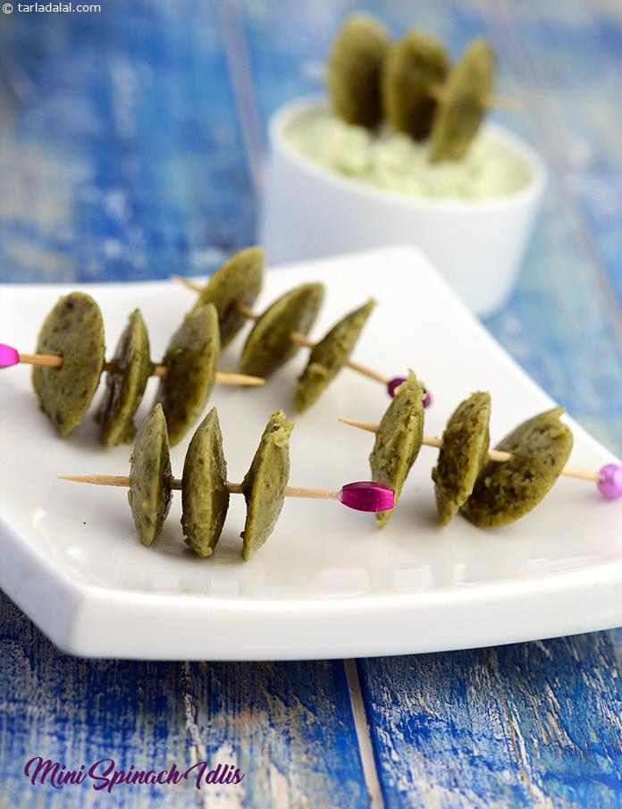 Mini Spinach Idlis Recipe | Tarla Dalal