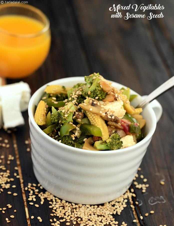 Mixed Vegetables with Sesame Seeds | Tarla Dalal