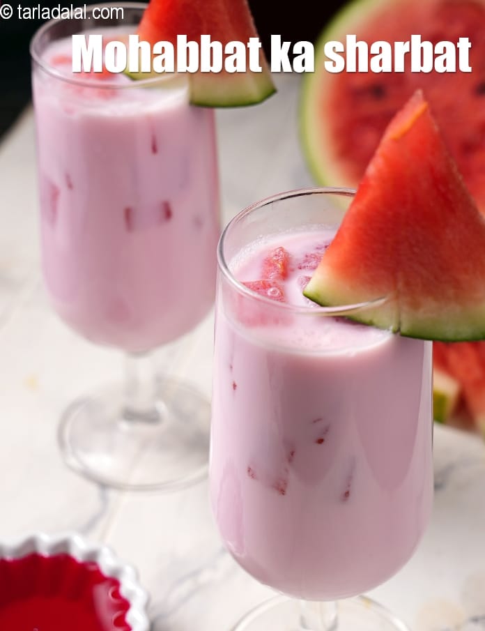Mohabbat Ka Sharbat Recipe (Watermelon Rose Drink) | Tarla Dalal