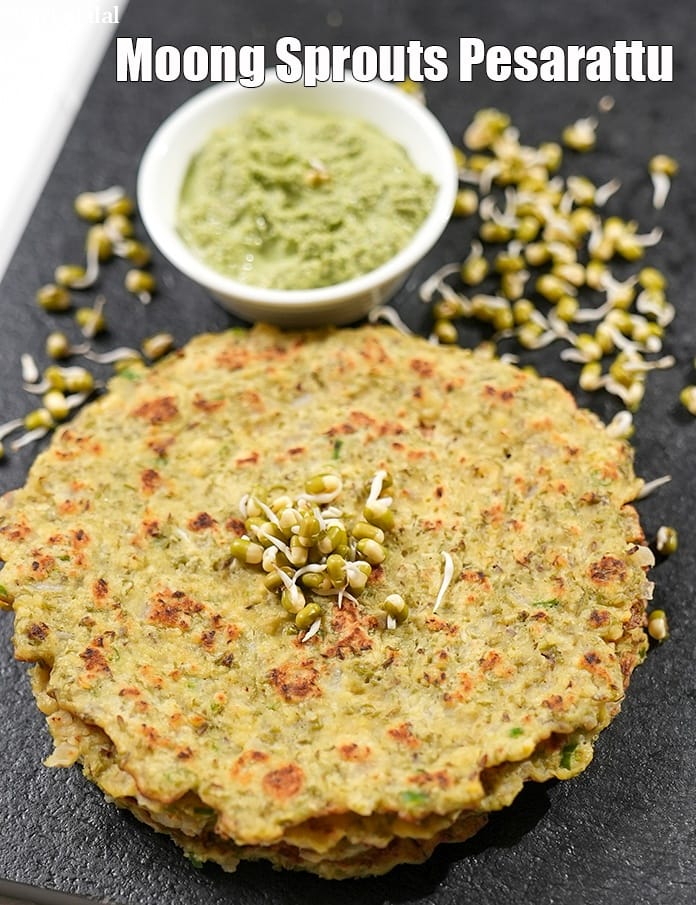 Moong Sprouts Pesarattu recipe | sprouts dosa | healthy Sprouts Pesarattu |  | Tarla Dalal