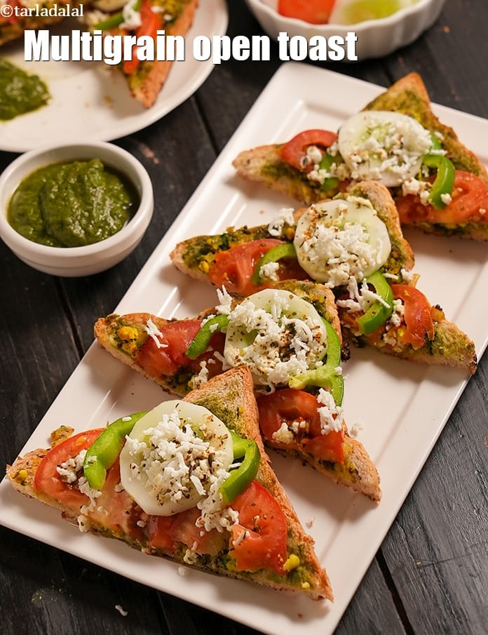 Multigrain open toast recipe | diabetes and kidney friendly multigrain open toast  | healthy paneer masala toast sandwich | | Tarla Dalal