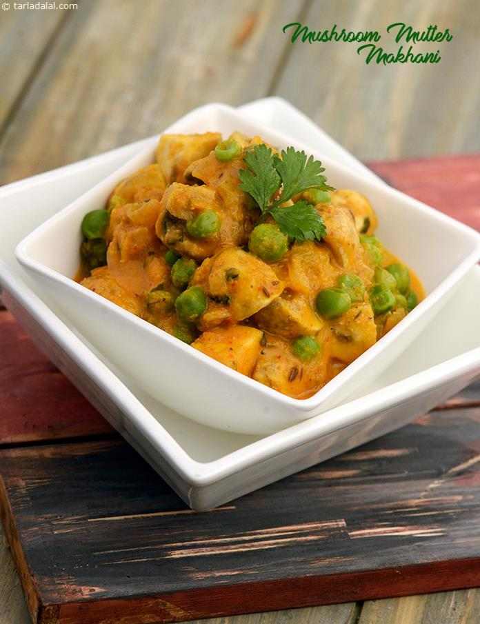Mushroom Mutter Makhani ( Microwave Recipe ) | Tarla Dalal