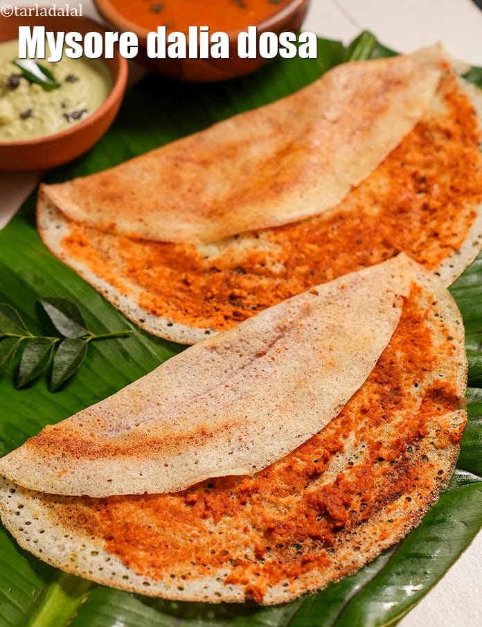 Mysore dalia dosa recipe | broken wheat urad dal dosa | healthy Mysore daliya dosa | Tarla Dalal