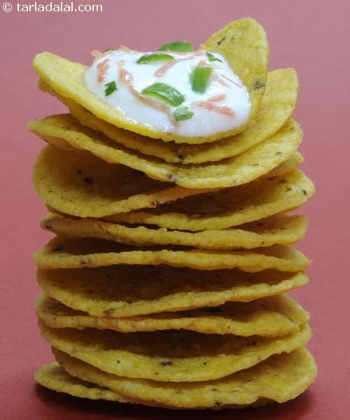 Nacho Chips with Cheesy Carrot Dip | Tarla Dalal