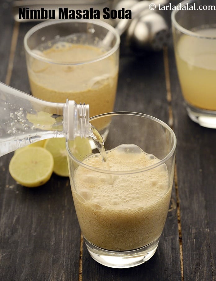 Nimbu masala soda recipe | homemade masala nimbu soda | Indian nimbu masala drink | masala soda | | Tarla Dalal