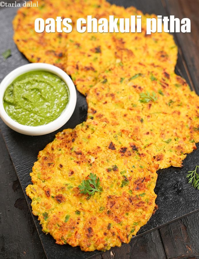 Oats Chakuli Pitha Recipe (Bengali Oats Pancake) | Tarla Dalal