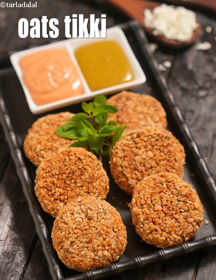 Oats tikki recipe | oats cutlet | oats vegetable tikki | healthy oats tikki with paneer | oats tikki for weight loss | | Tarla Dalal