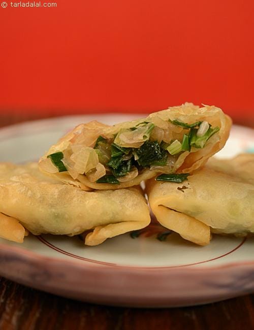 Spring Onion Parcels recipe | Tarla Dalal