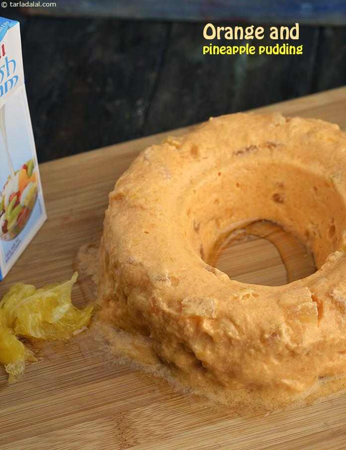 Orange and Pineapple Pudding | Tarla Dalal