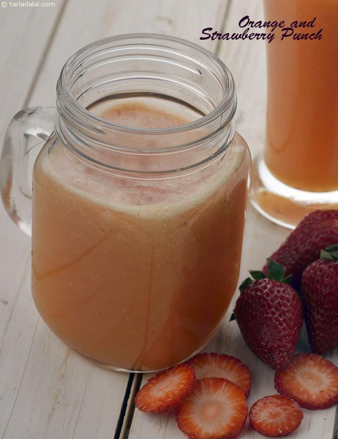 Orange and Strawberry Punch | Tarla Dalal