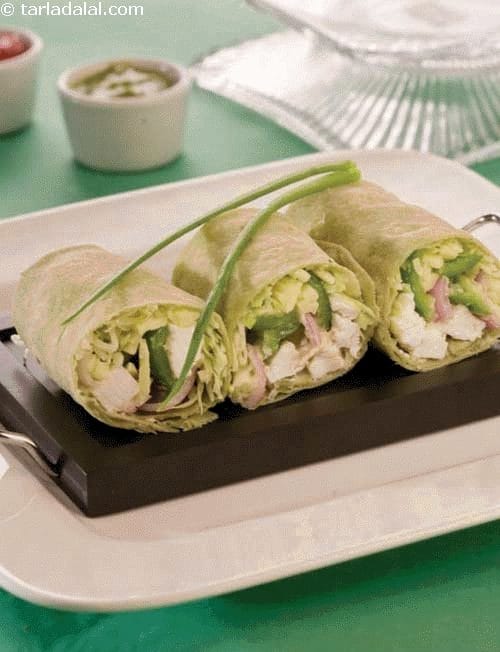 Paneer N Cheese Roll ( Wraps and Rolls) | Tarla Dalal