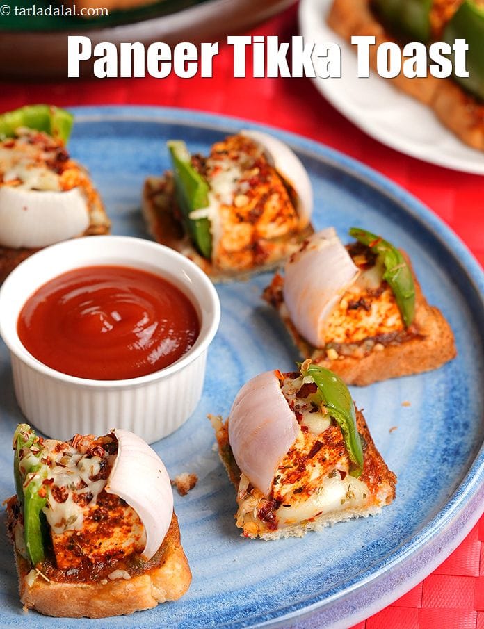 Paneer tikka toast recipe | paneer tikka sandwich | paneer tikka cheese toast | Tarla Dalal
