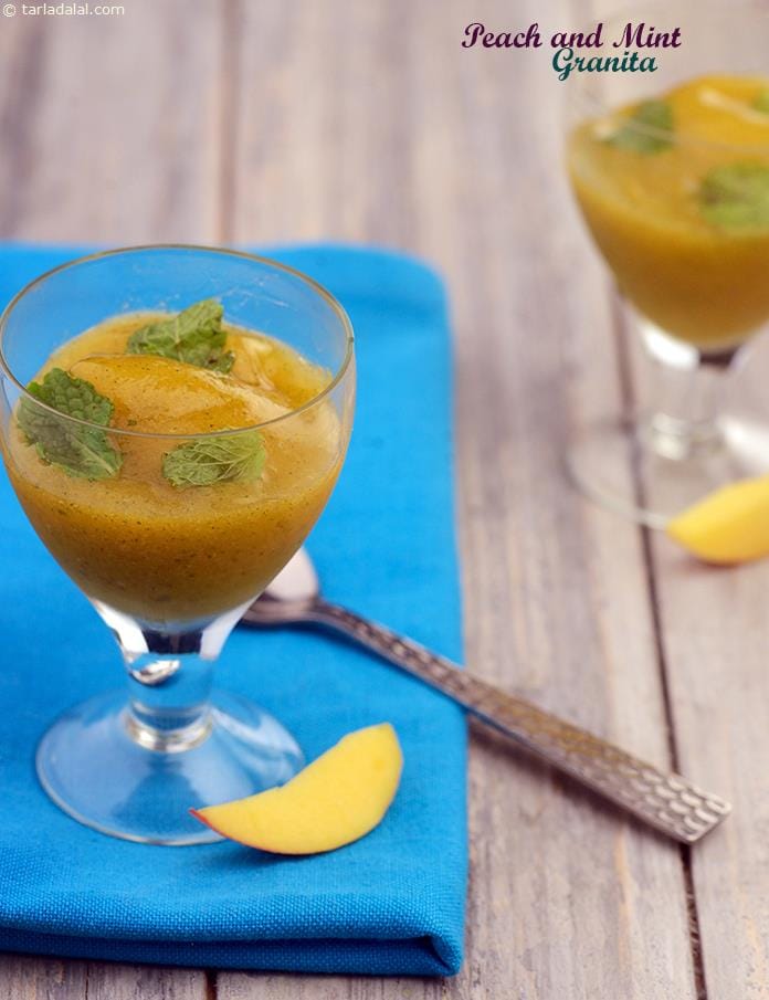 Peach and Mint Granita | Tarla Dalal