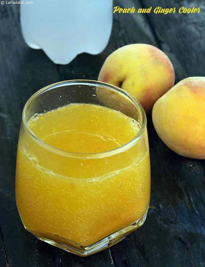 Peach And Ginger Cooler Recipe (Indian Vegetarian Recipes) | Tarla Dalal