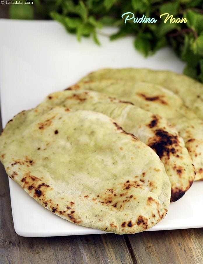 Pudina Naan, Phudina Naan, Mint Naan Recipe | Tarla Dalal