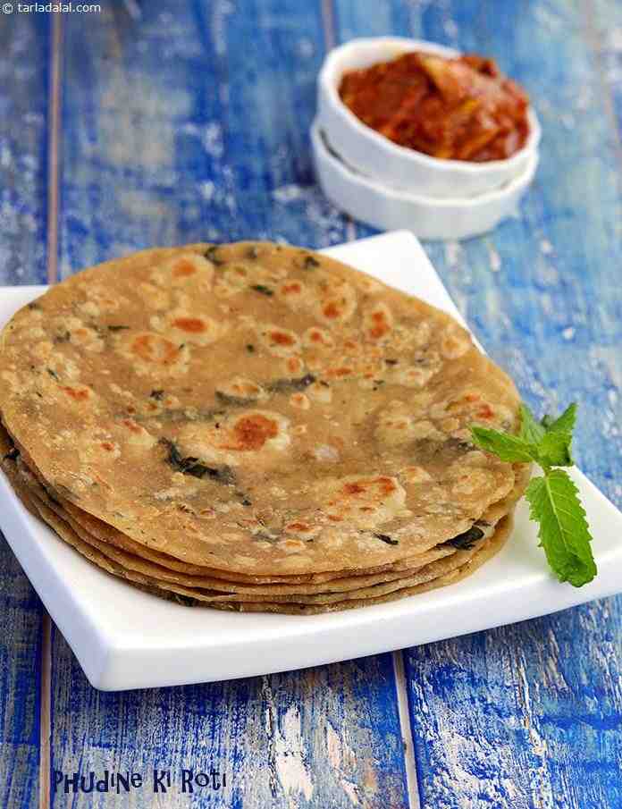 Pudine ki roti recipe | Indian style mint roti | Punjabi breakfast - pudina roti | how to make pudina roti | | Tarla Dalal