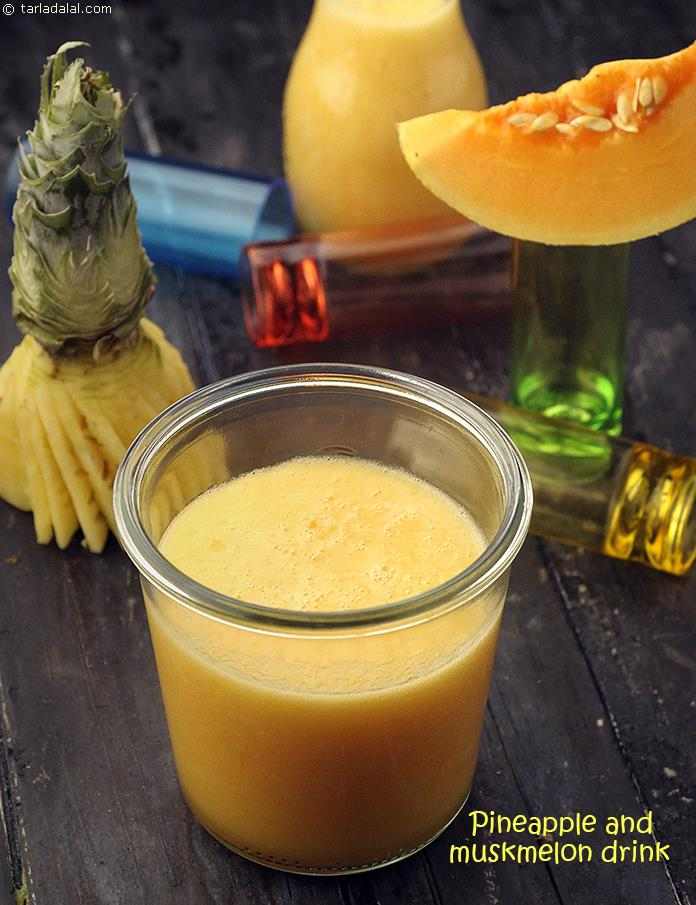 Pineapple and Muskmelon Drink | Tarla Dalal