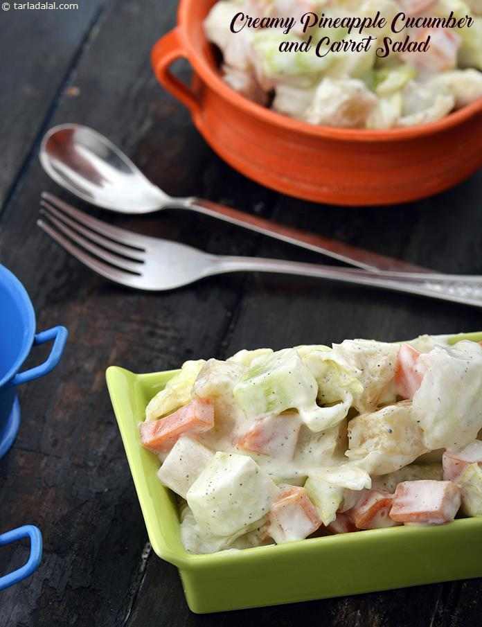 Creamy Pineapple, Cucumber and Carrot Salad | Tarla Dalal
