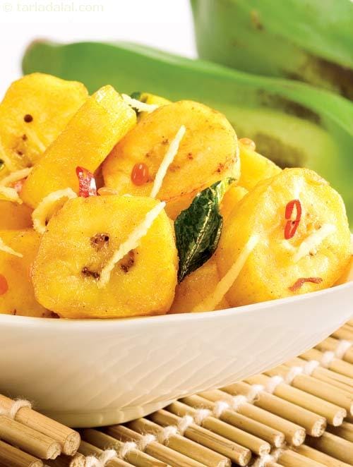Plantain Errisery, Raw Banana Erissery | Tarla Dalal