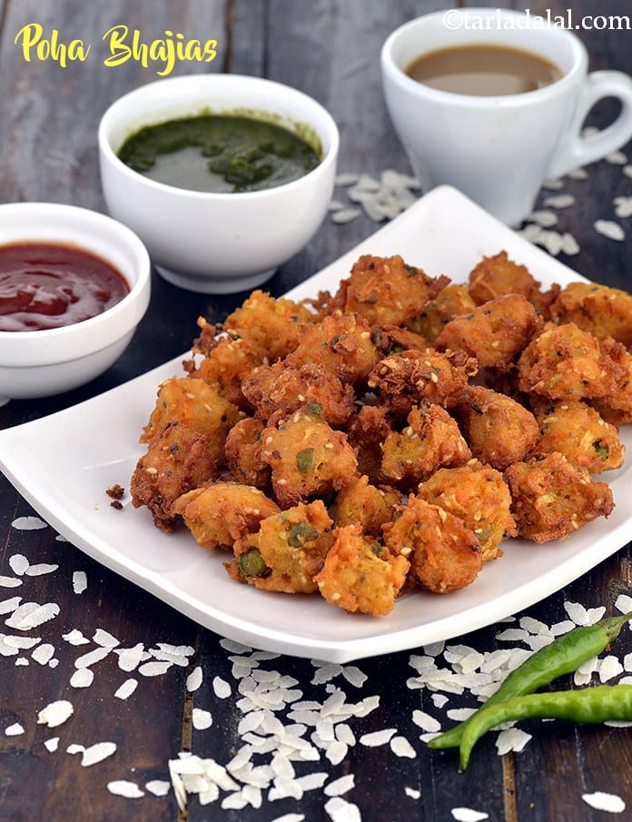 Poha bhajia recipe | Punjabi poha bhajia | vegetable poha bhajias | | Tarla Dalal