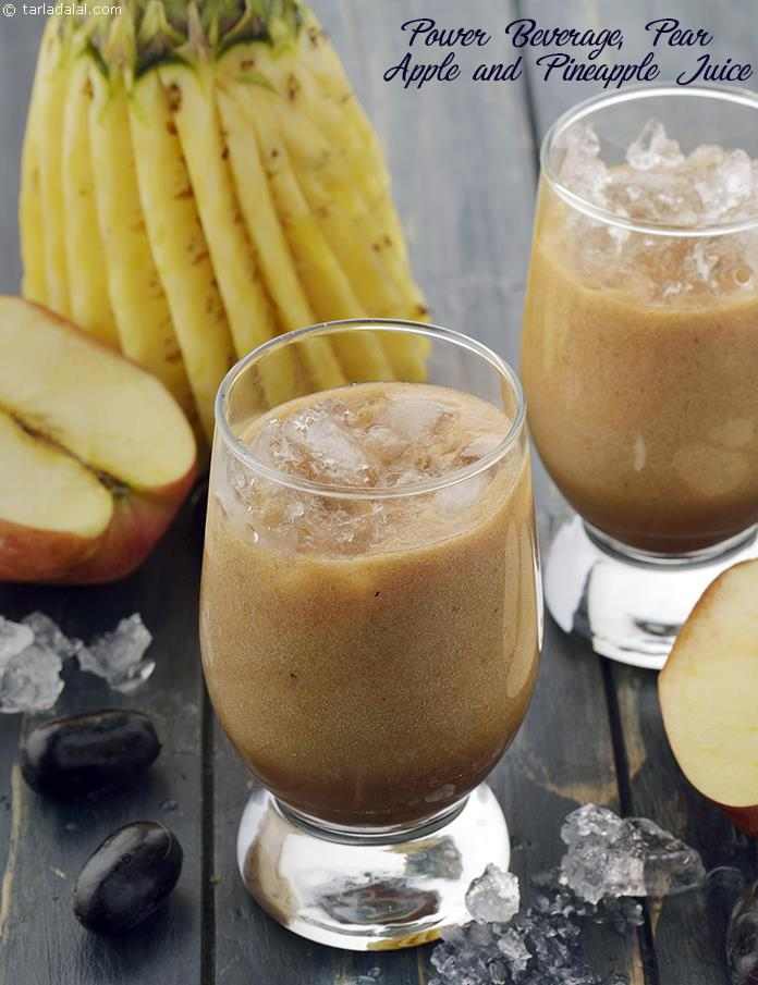 Power Beverage Recipe (Pear Apple And Pineapple Juice) | Tarla Dalal