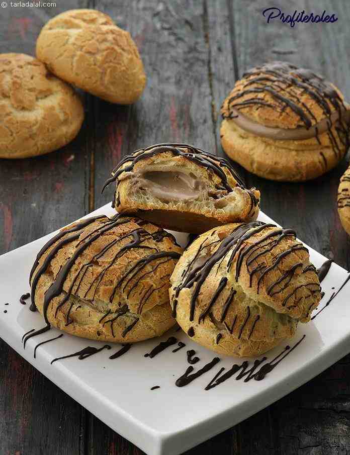 Profiteroles, French Pastry | Tarla Dalal
