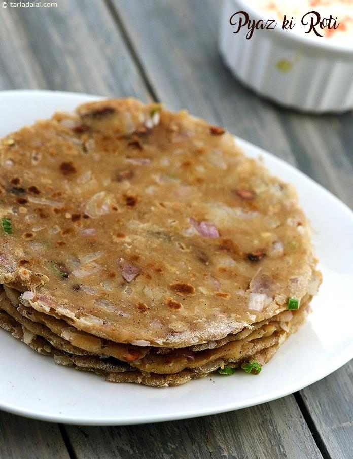  pyaz ki roti recipe | pyaz ka paratha | pyaaz ki roti | pyaj wali roti | healthy onion roti | Tarla Dalal