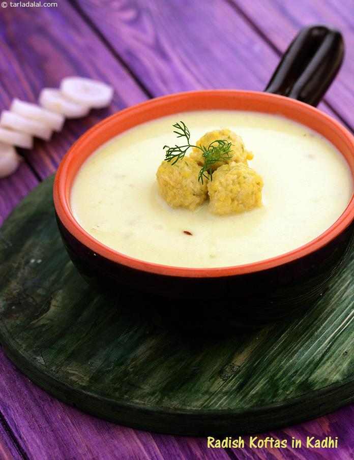 Radish Koftas in Kadhi | Tarla Dalal
