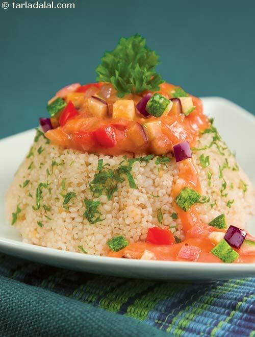 Ratatouille with Herbed Kodri ( Exotic Diabetic Recipe ) | Tarla Dalal