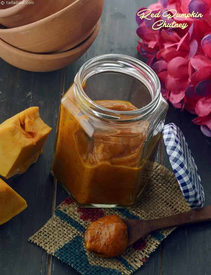 Red Pumpkin Chutney, Kaddu Chutney, Bengali Bhopla Chutney | Tarla Dalal