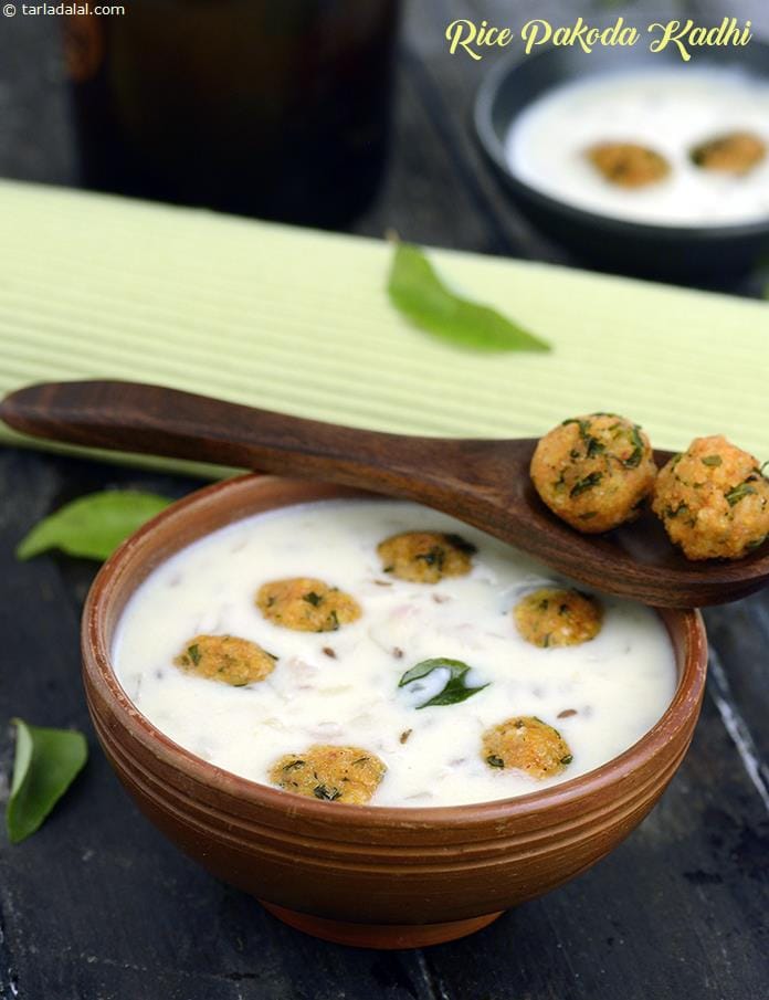 Rice Pakoda Kadhi | Tarla Dalal