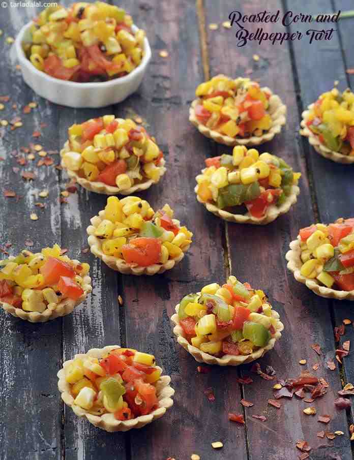 Roasted Corn and Bellpepper Tart | Tarla Dalal