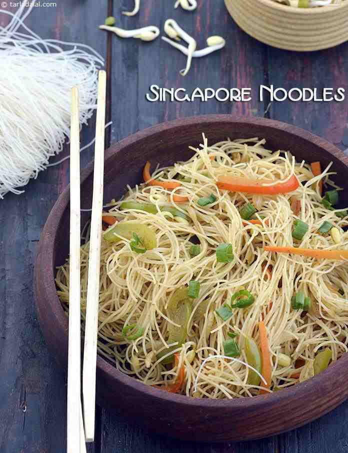 Singapore Noodles ( Microwave Recipes) | Tarla Dalal