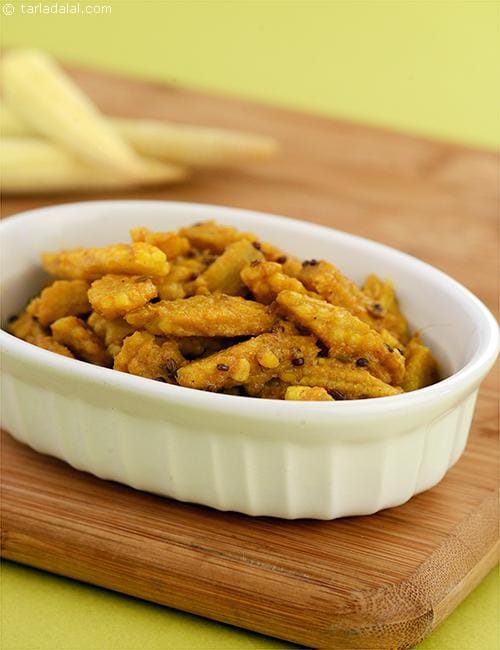 South Indian Baby Corn Curry Recipe | Tarla Dalal