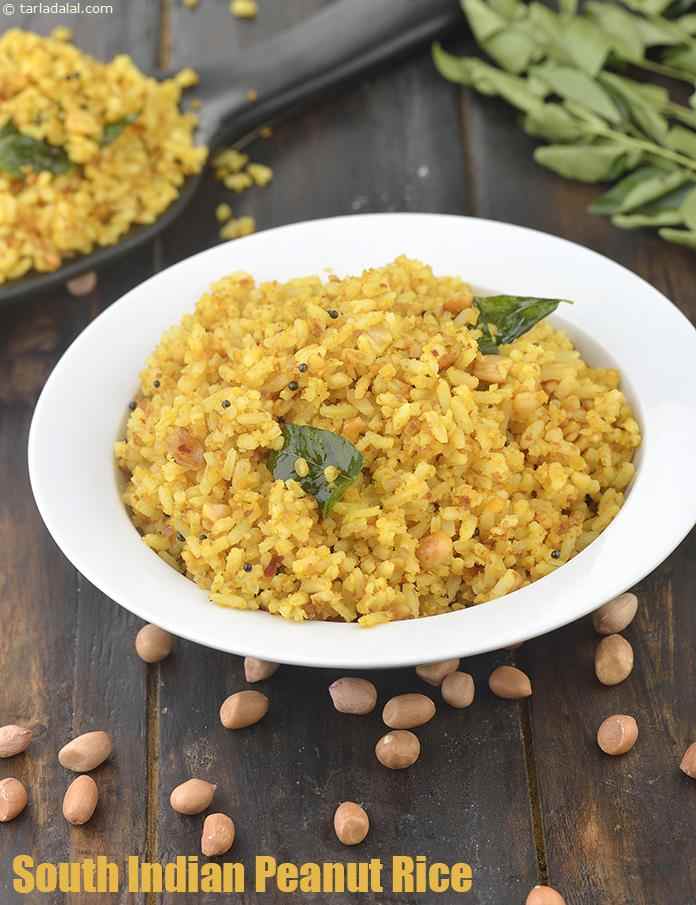 South Indian Peanut Rice, Verkadalai Sadam Recipe | Tarla Dalal