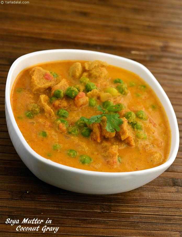 Soya Mutter in Coconut Gravy | Tarla Dalal