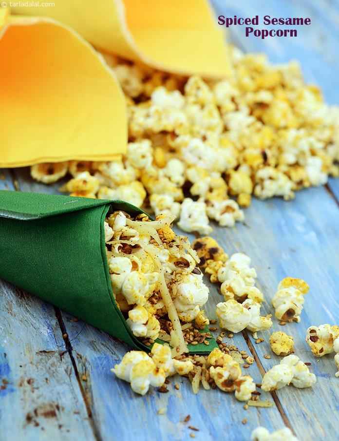 Spiced Sesame Popcorn | Tarla Dalal