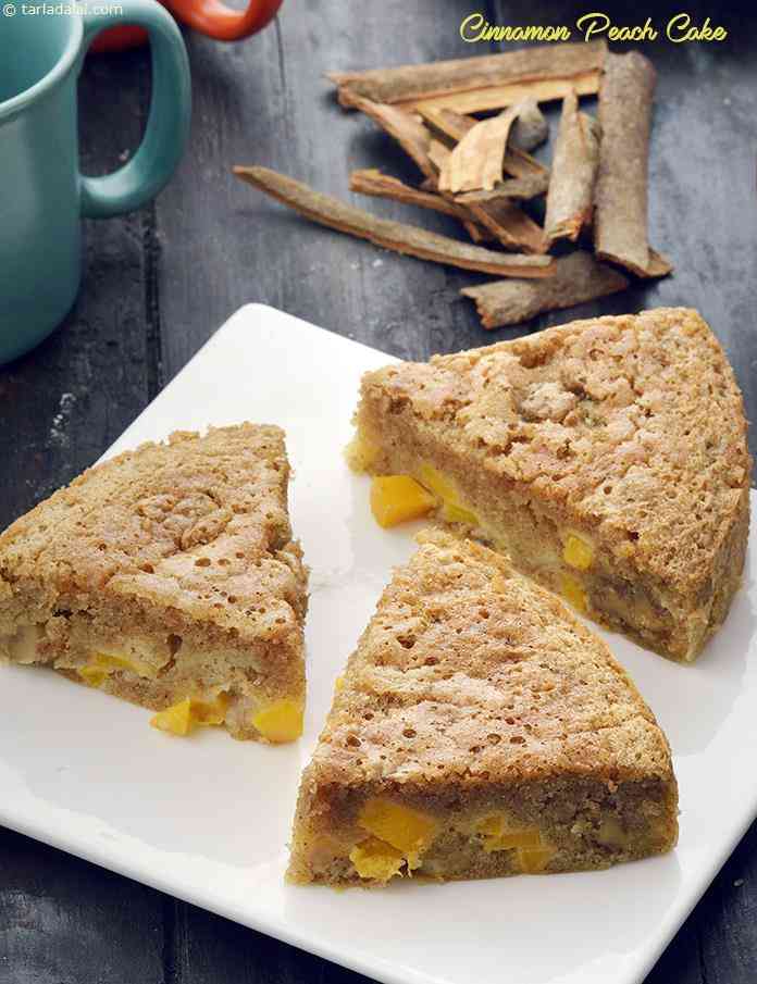 Cinnamon Peach Cake | Tarla Dalal