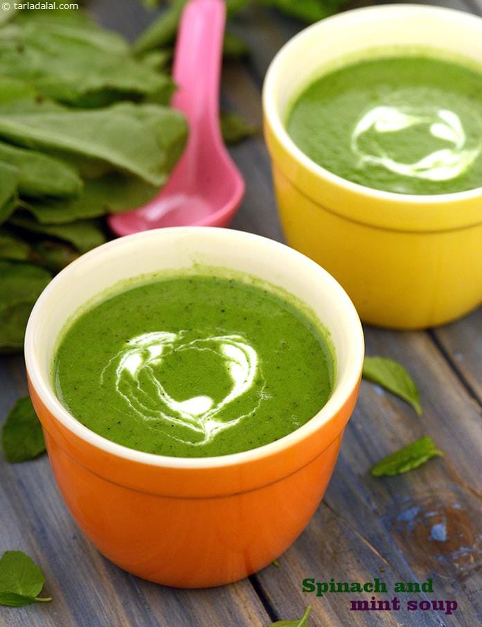 Spinach and Mint Soup recipe, Indian Recipes | Tarla Dalal