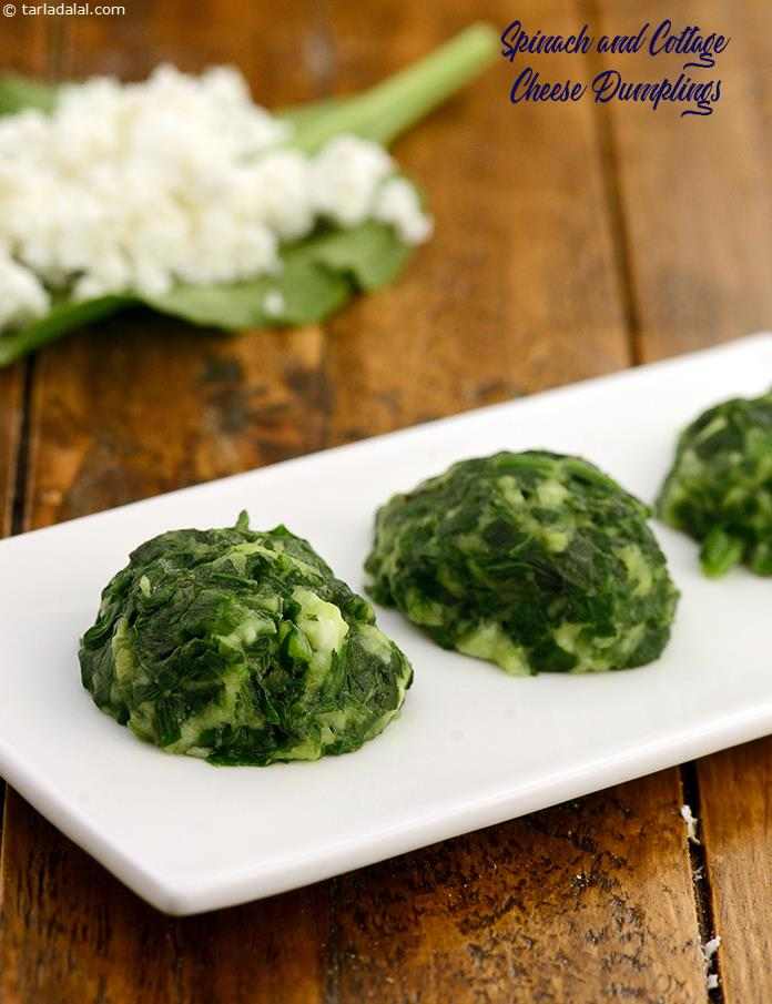 Spinach and Cottage Cheese Dumplings recipe, Saatvik Recipes | Tarla Dalal