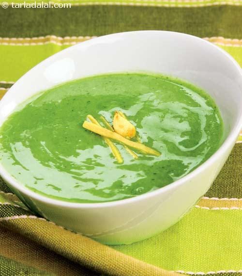 Spinach Soup ( Microwave Recipe ) | Tarla Dalal